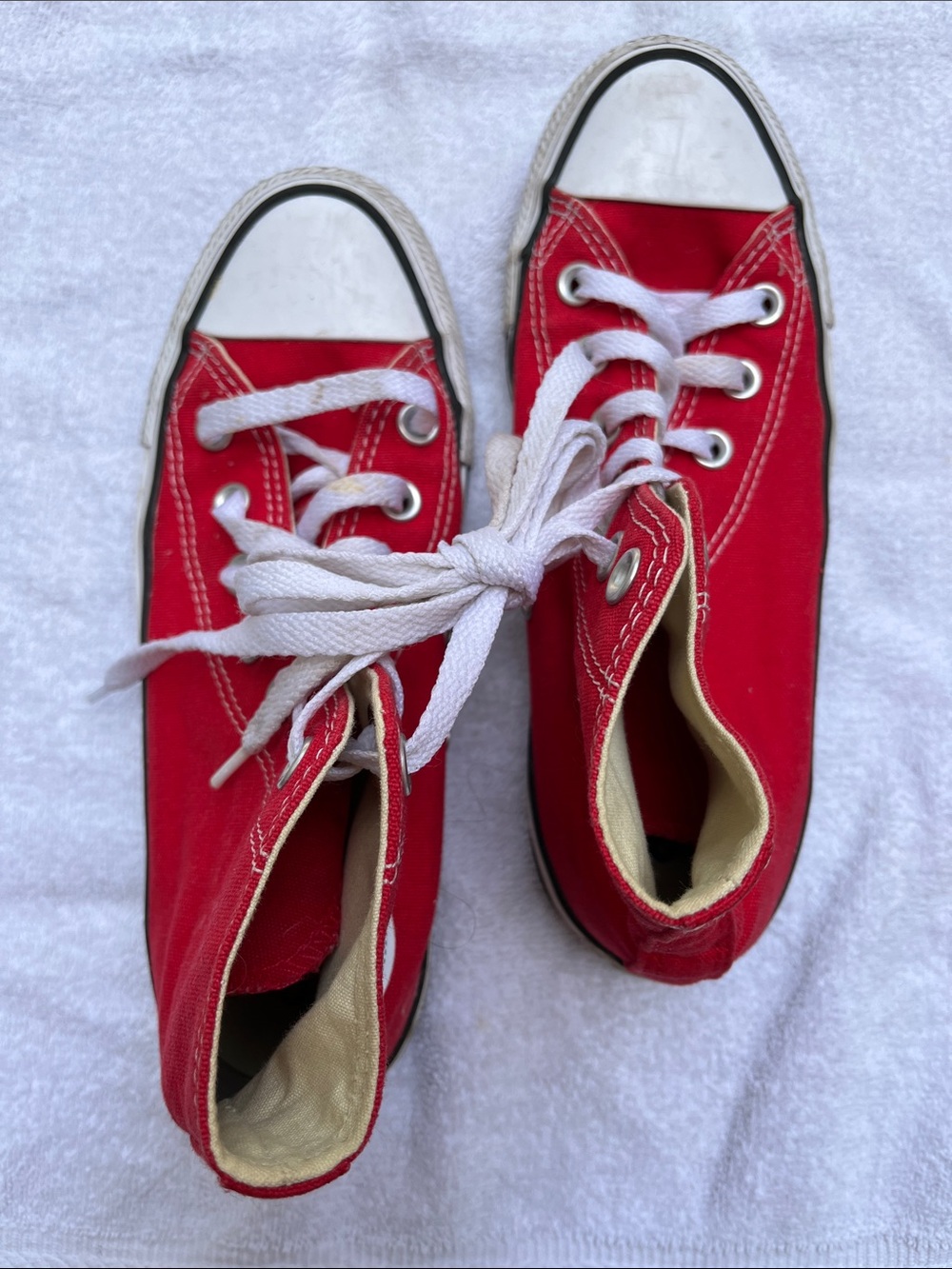 Converse Red High-Top Sneakers with White Laces